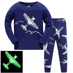 Plane Glow in the Dark pajama set