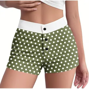 Ploka Dots Boxer Shorts for Women Summer Patchwork High Waisted Sleepwear Pajama Bottoms Lounge Vacation Beach Shorts
