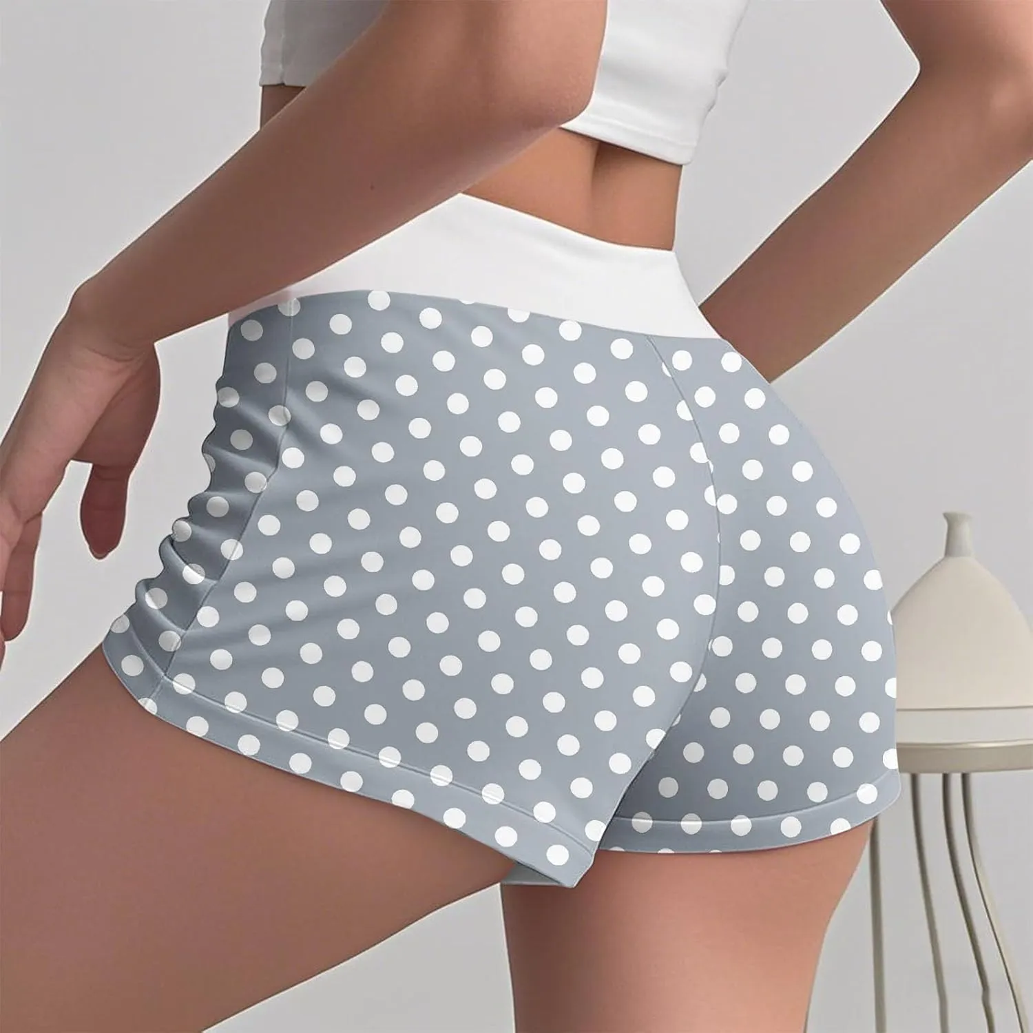 Ploka Dots Boxer Shorts for Women Summer Patchwork High Waisted Sleepwear Pajama Bottoms Lounge Vacation Beach Shorts