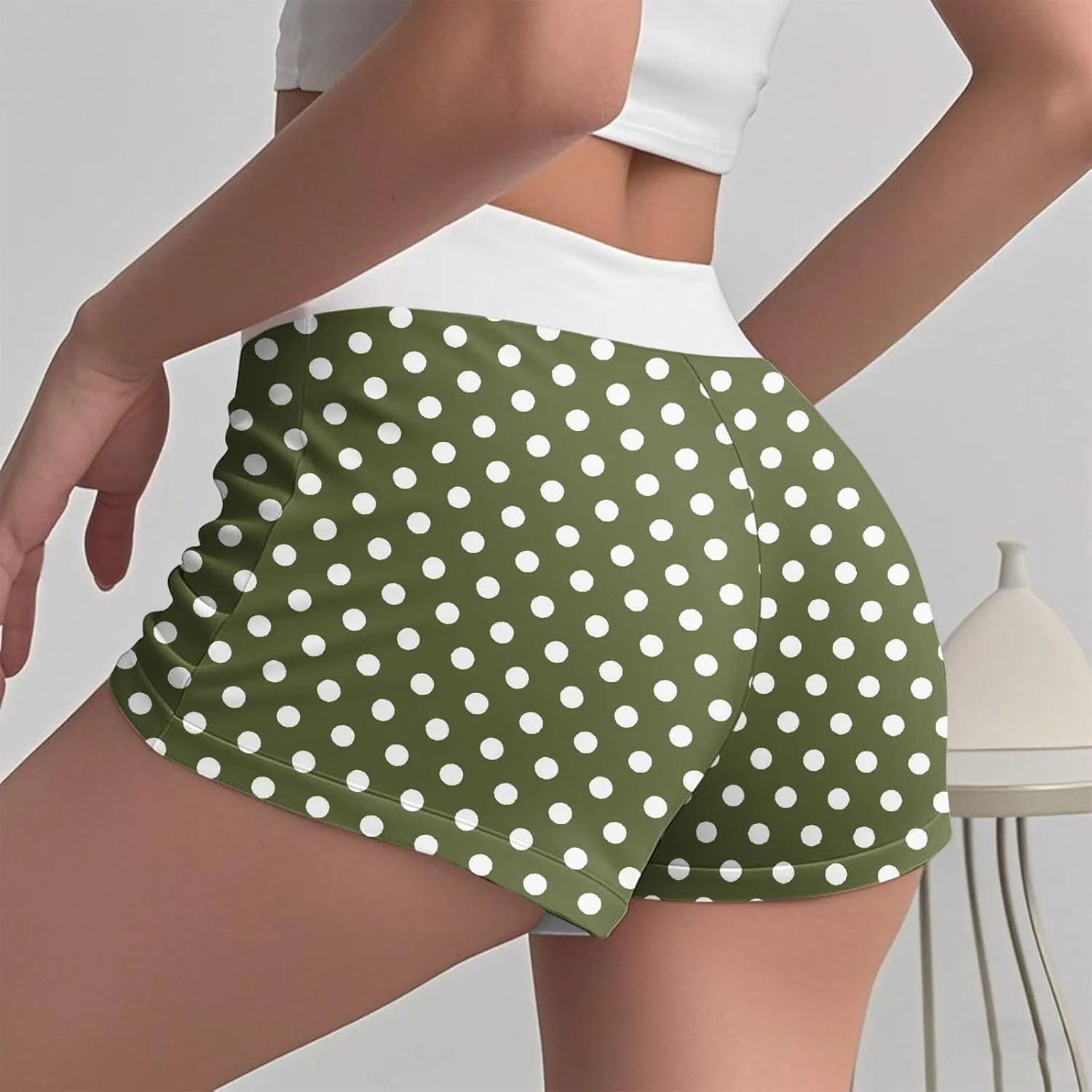 Ploka Dots Boxer Shorts for Women Summer Patchwork High Waisted Sleepwear Pajama Bottoms Lounge Vacation Beach Shorts