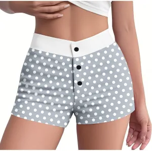 Ploka Dots Boxer Shorts for Women Summer Patchwork High Waisted Sleepwear Pajama Bottoms Lounge Vacation Beach Shorts