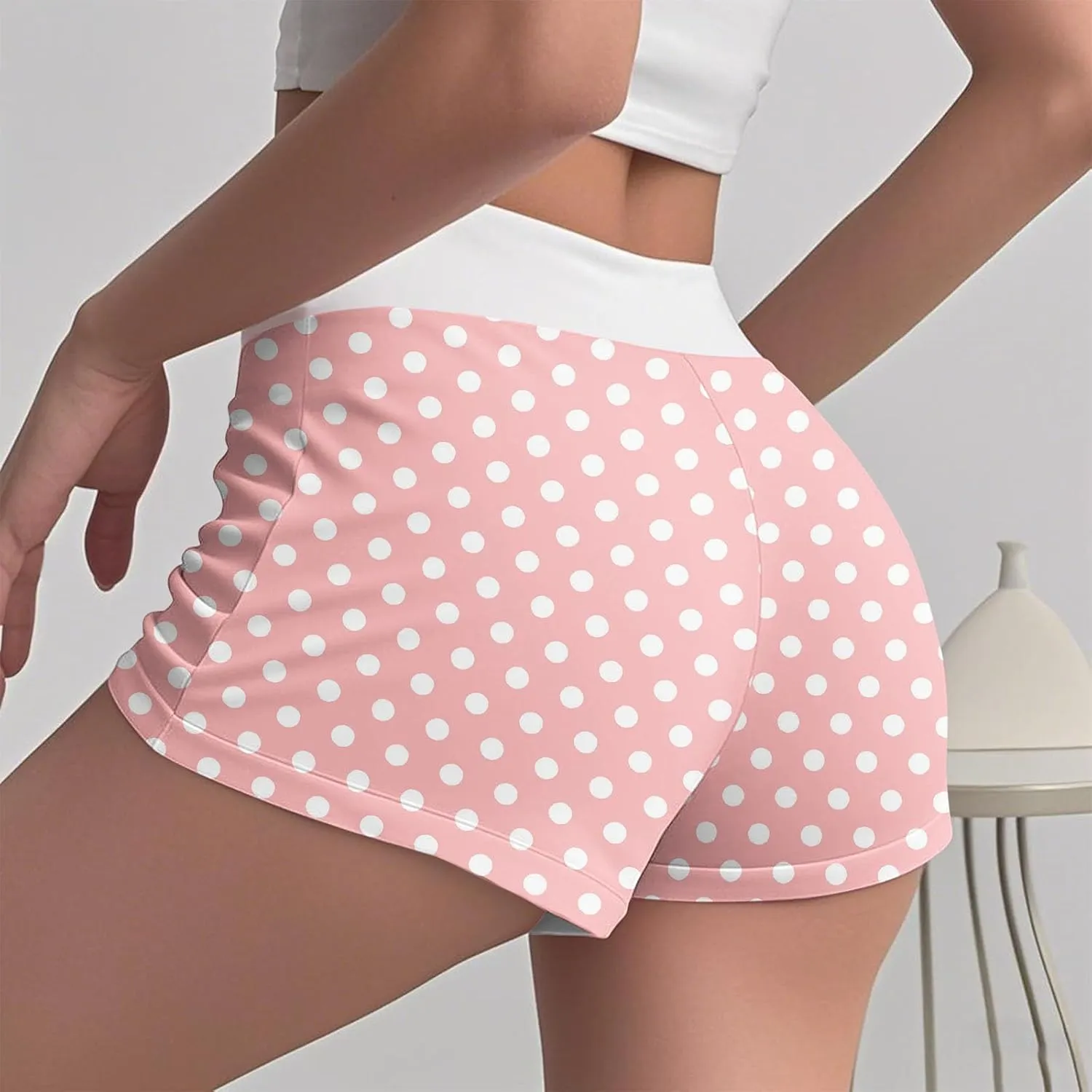Ploka Dots Boxer Shorts for Women Summer Patchwork High Waisted Sleepwear Pajama Bottoms Lounge Vacation Beach Shorts