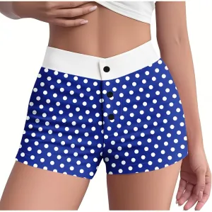 Ploka Dots Boxer Shorts for Women Summer Patchwork High Waisted Sleepwear Pajama Bottoms Lounge Vacation Beach Shorts