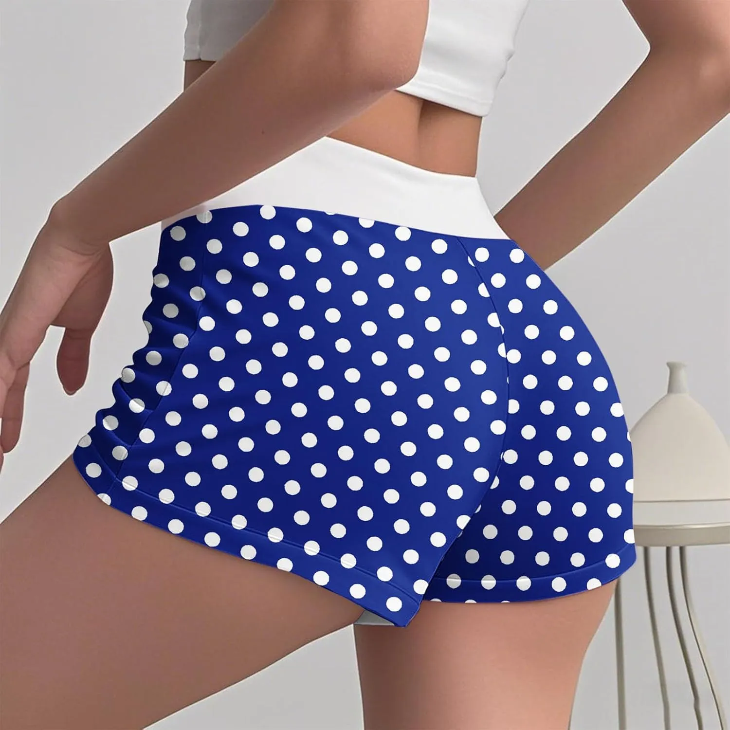 Ploka Dots Boxer Shorts for Women Summer Patchwork High Waisted Sleepwear Pajama Bottoms Lounge Vacation Beach Shorts
