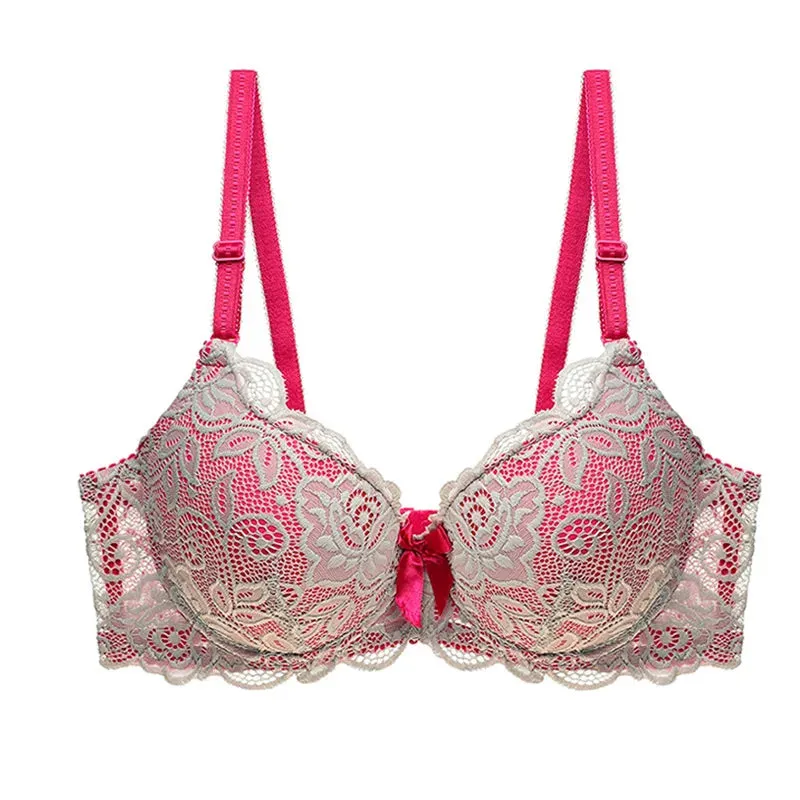 Plus Size Pink Lace Bra & Thong Set for Women – Sexy, Breathable, Adjustable Lingerie Set