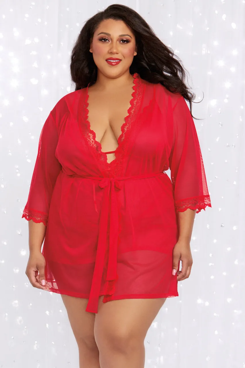 Plus Size Rouge Chemise and Robe