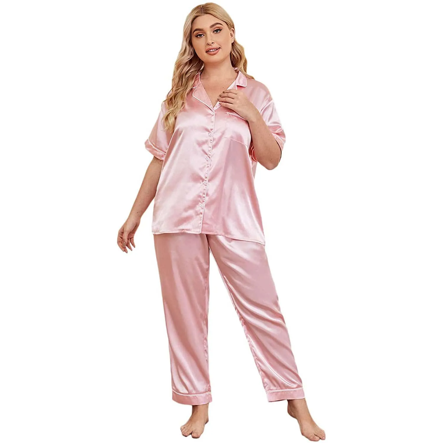 Plus Size Silk Pajama Set Or Women Best Silk PJS Top Pajamas Set Loungewear Set