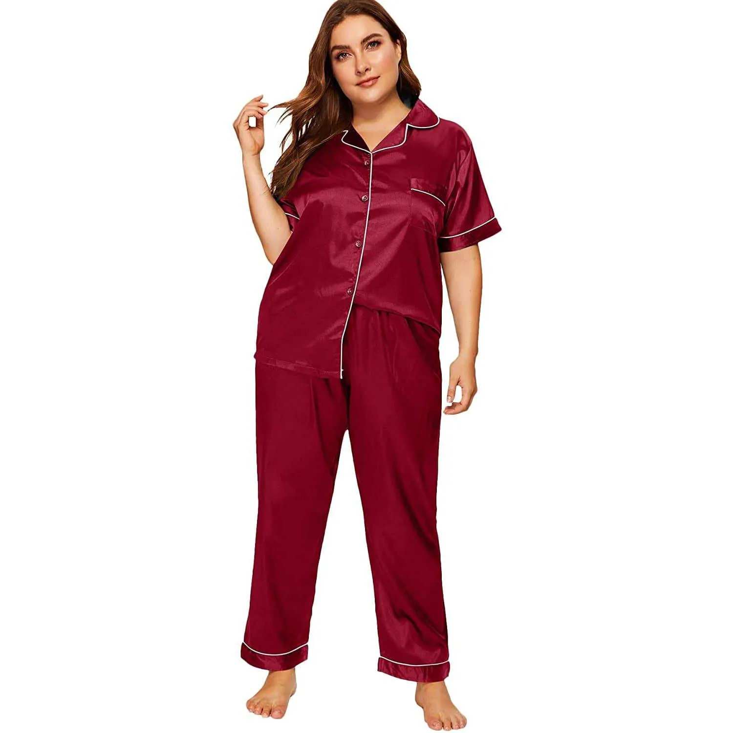 Plus Size Silk Pajama Set Or Women Best Silk PJS Top Pajamas Set Loungewear Set
