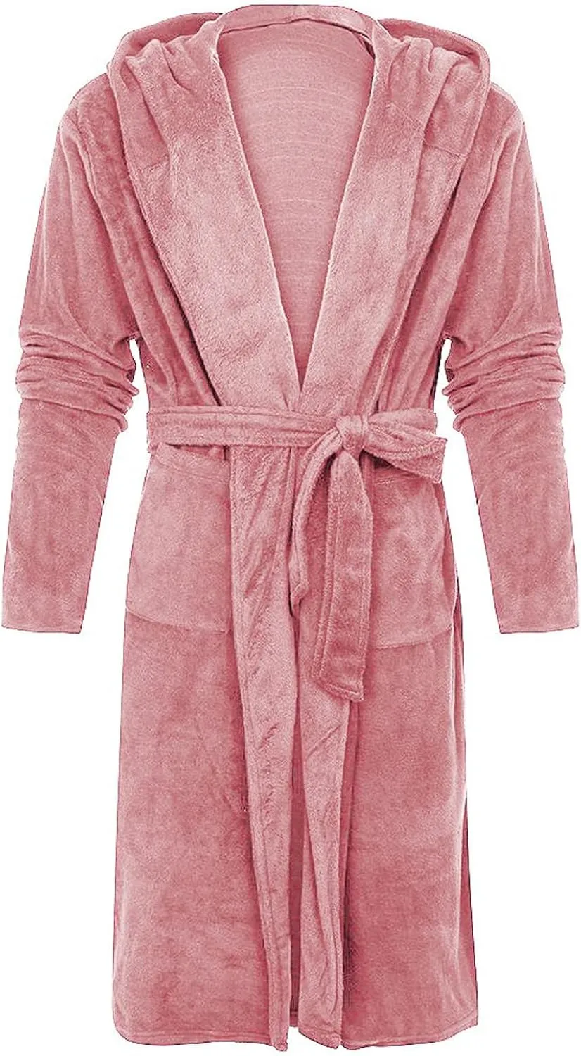 Plush Fleece Hooded Bathrobe Ear Hooded Flannel Bathrobe Soft And Warm Double-Faced Velvet Pajamas Casual Loungewear