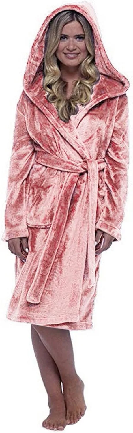 Plush Fleece Hooded Bathrobe Ear Hooded Flannel Bathrobe Soft And Warm Double-Faced Velvet Pajamas Casual Loungewear