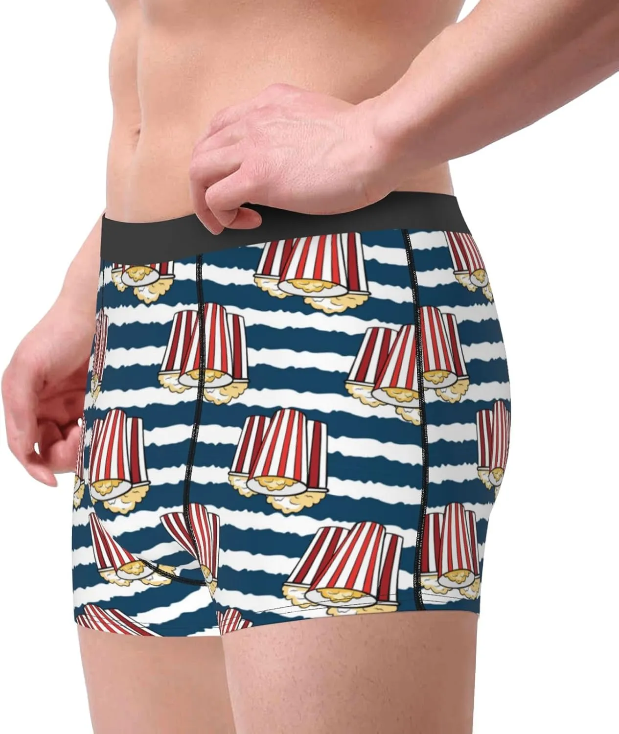 Popcorn Print Boxer Briefs For Men Breathable Underwear-