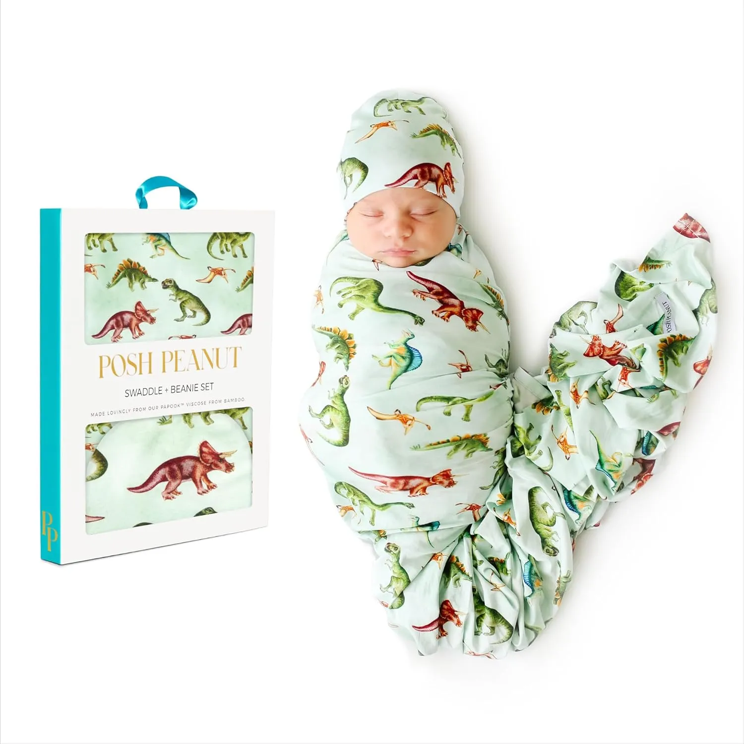 Posh Peanut Baby Swaddle Blanket & Beanie - Matching Newborn Swaddle Set, Doubles As Receiving Blanket or Nursing Cover