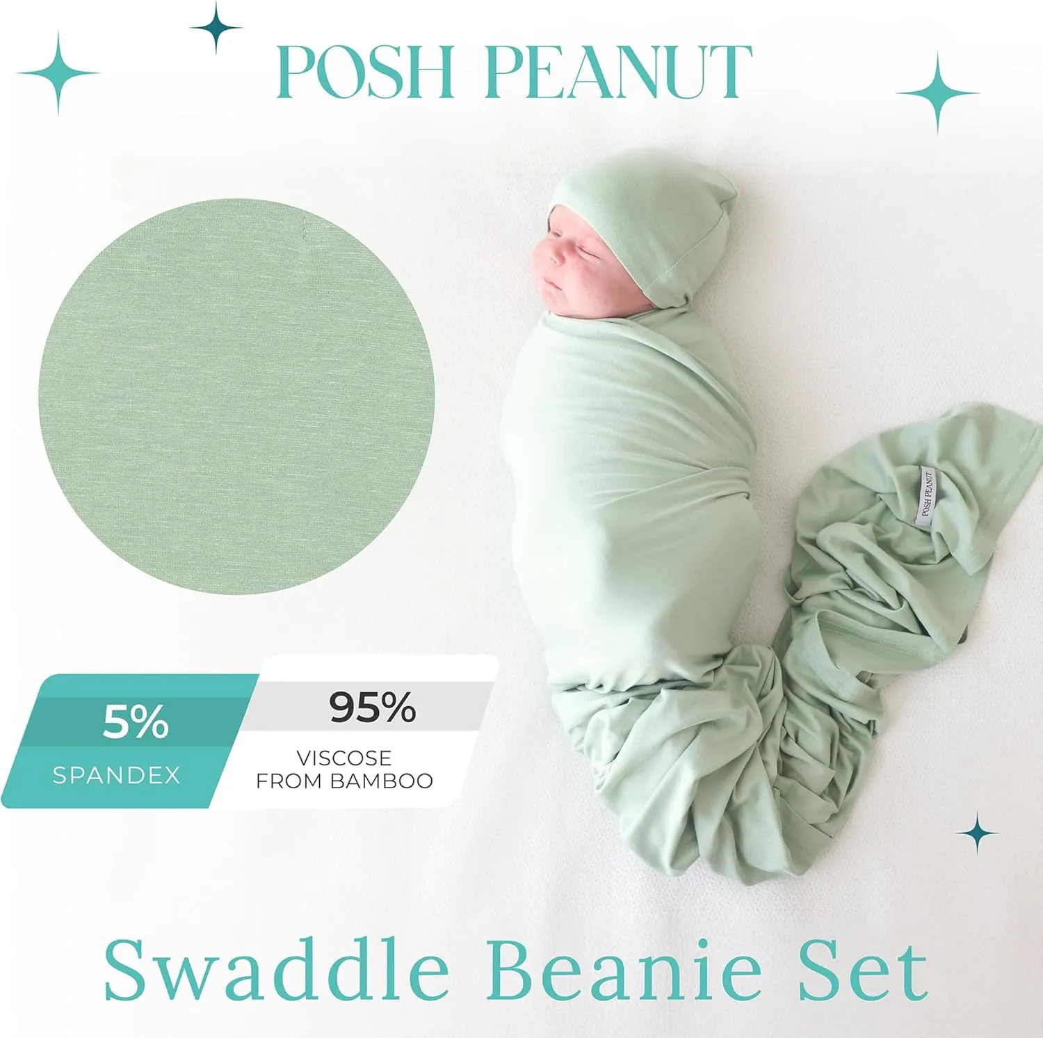 Posh Peanut Baby Swaddle Blanket & Beanie - Matching Newborn Swaddle Set, Doubles As Receiving Blanket or Nursing Cover