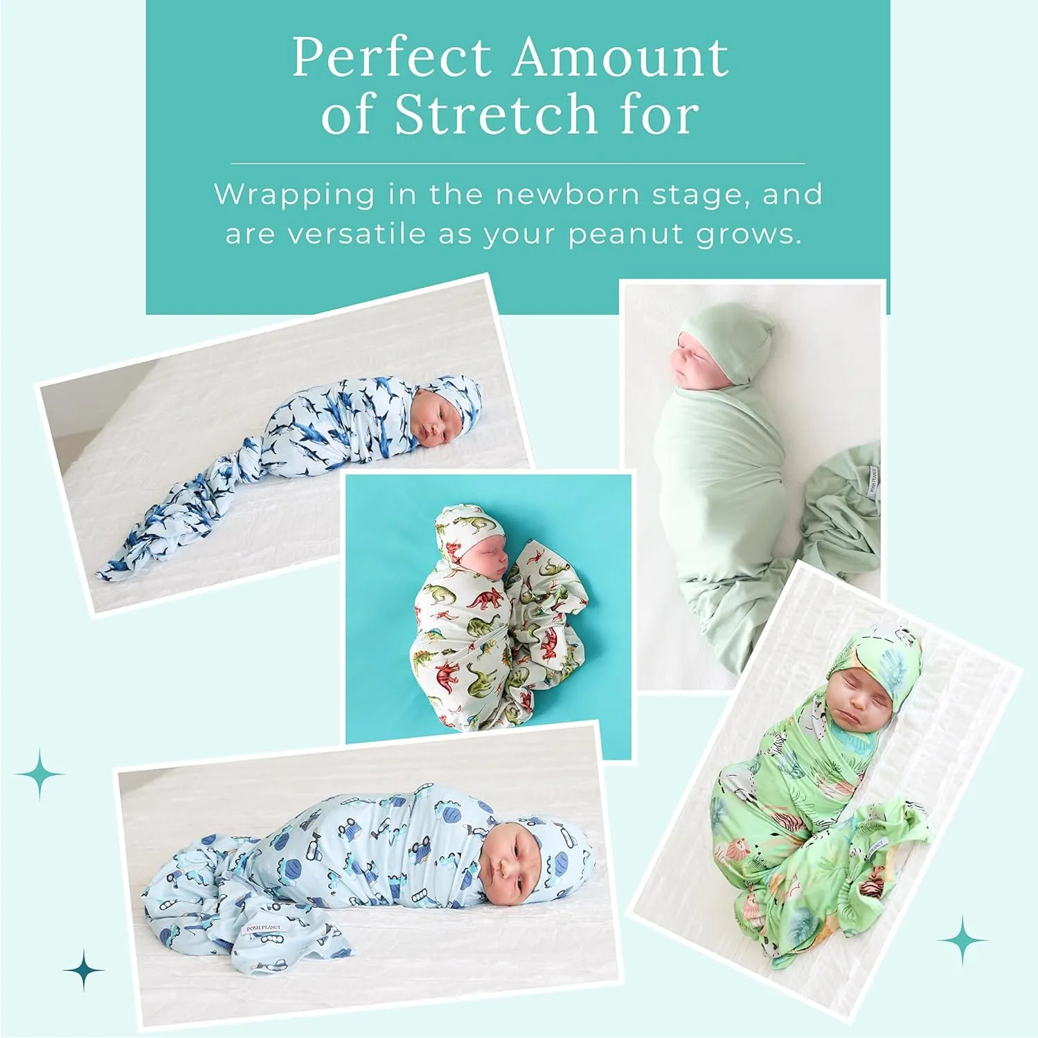 Posh Peanut Baby Swaddle Blanket & Beanie - Matching Newborn Swaddle Set, Doubles As Receiving Blanket or Nursing Cover