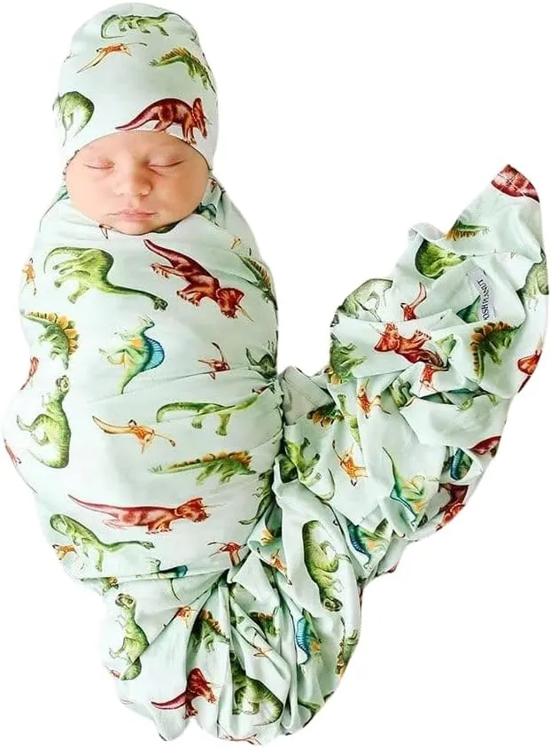Posh Peanut Baby Swaddle Blanket & Beanie - Matching Newborn Swaddle Set, Doubles As Receiving Blanket or Nursing Cover