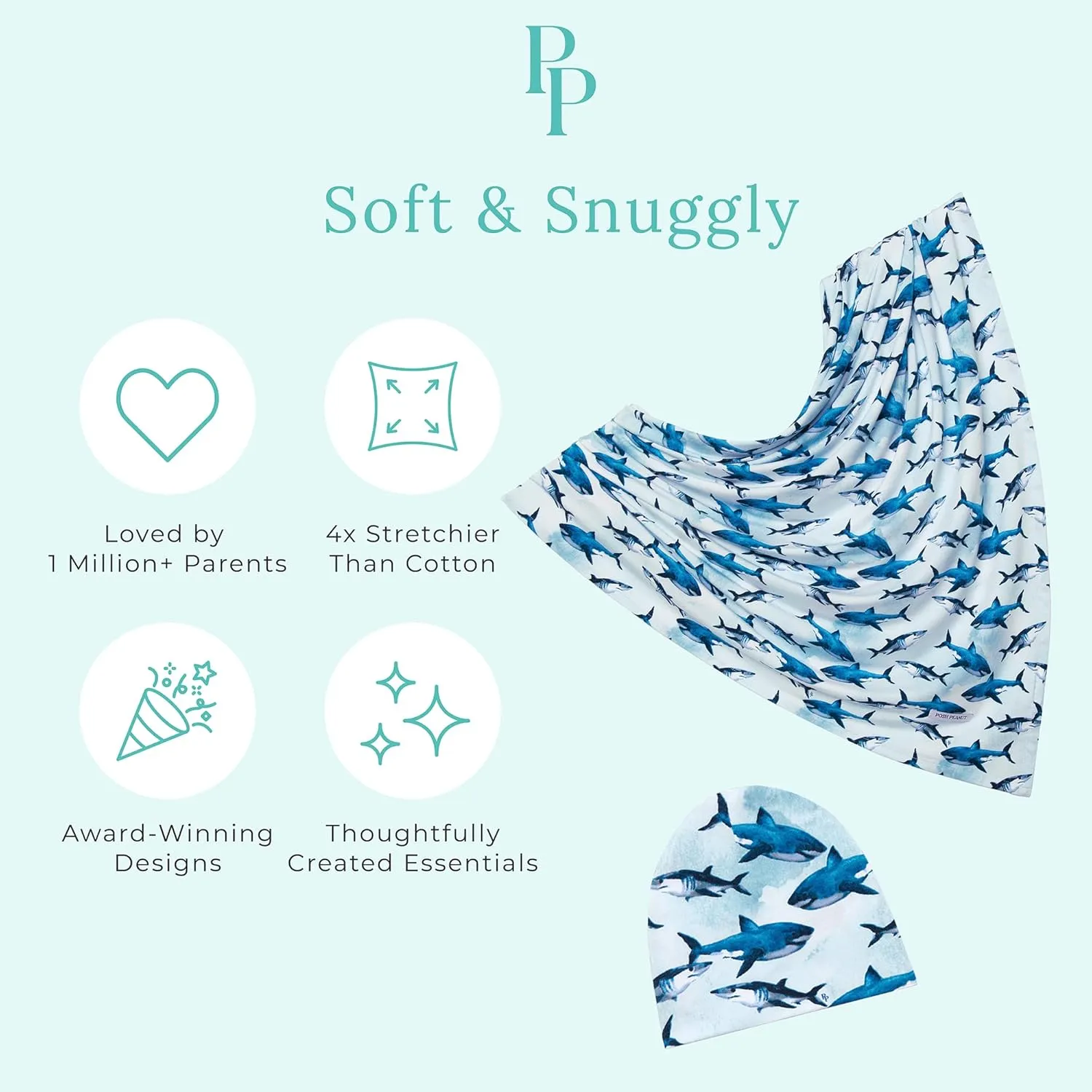 Posh Peanut Baby Swaddle Blanket & Beanie - Matching Newborn Swaddle Set, Doubles As Receiving Blanket or Nursing Cover