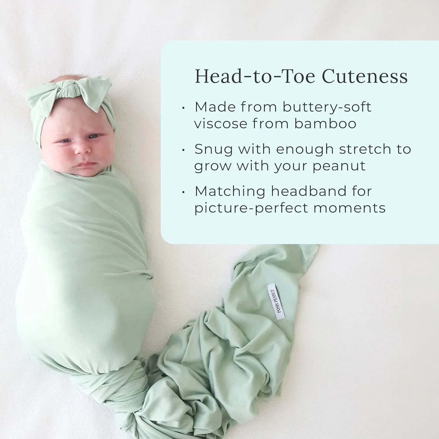 Posh Peanut Swaddle Blanket & Headband Set  Viscose from Bamboo Stretchy Baby Swaddle for Newborn Girls, Receiving Blanket or Nursing Cover