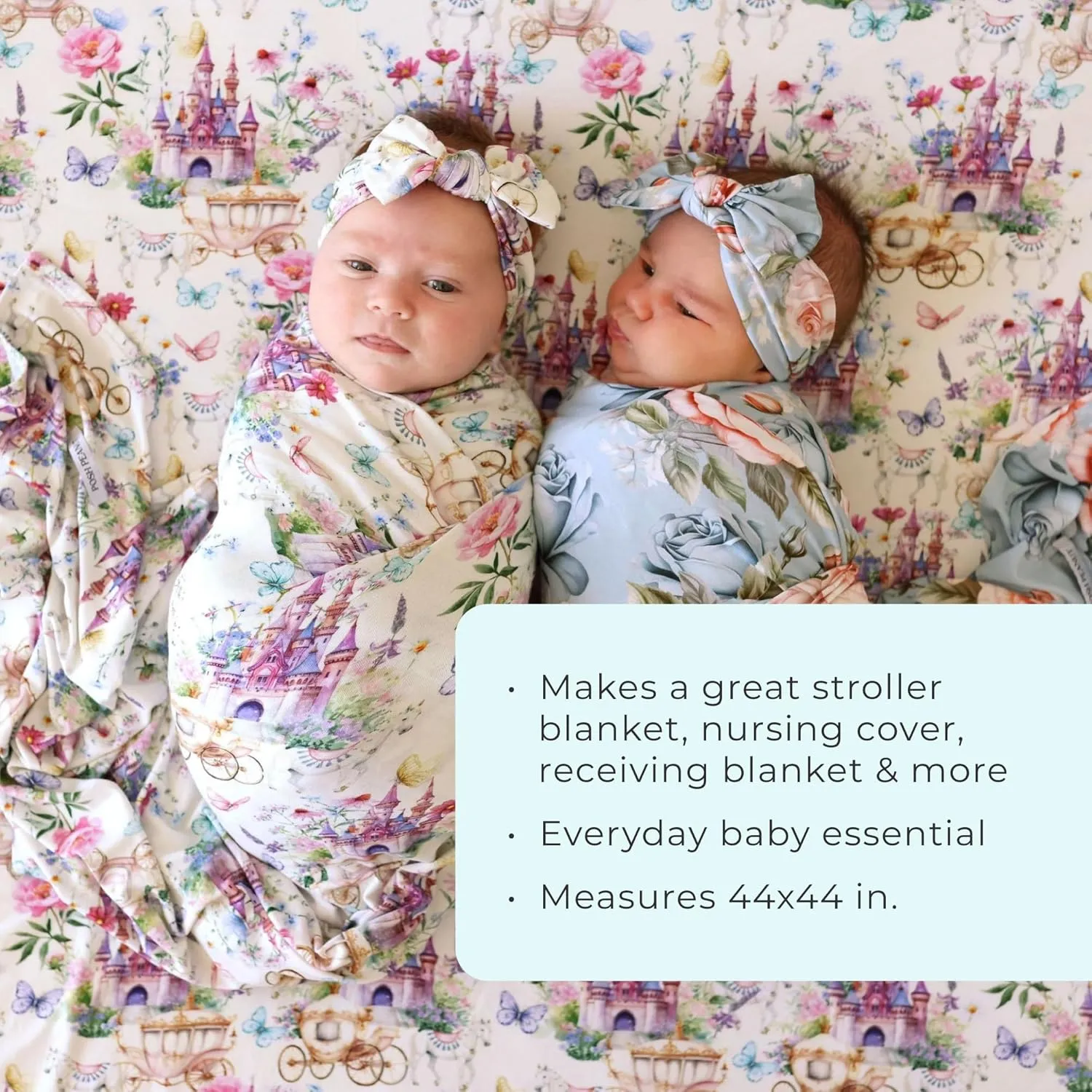 Posh Peanut Swaddle Blanket & Headband Set  Viscose from Bamboo Stretchy Baby Swaddle for Newborn Girls, Receiving Blanket or Nursing Cover