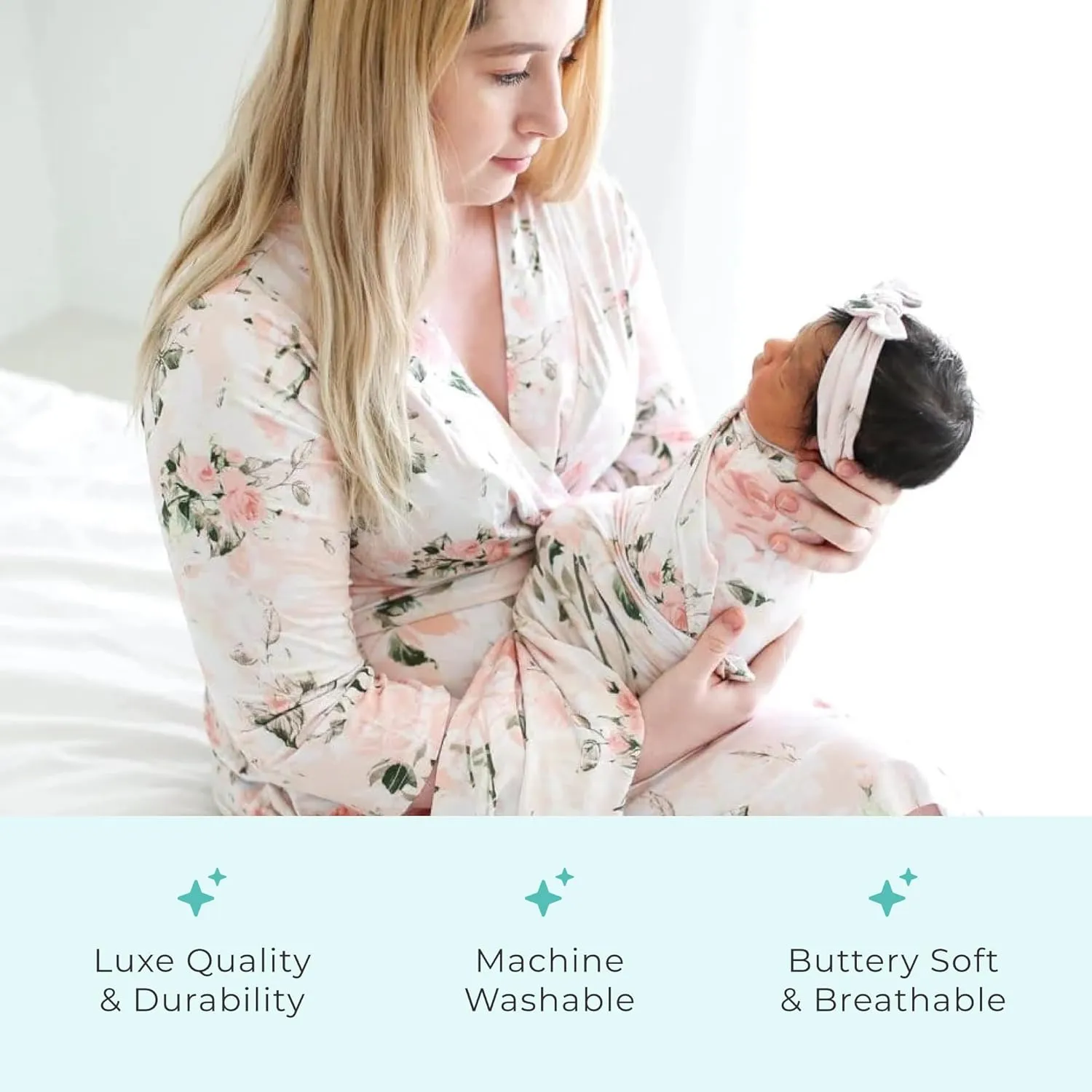 Posh Peanut Swaddle Blanket & Headband Set  Viscose from Bamboo Stretchy Baby Swaddle for Newborn Girls, Receiving Blanket or Nursing Cover