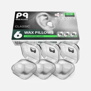 PQ Wax Ear Plugs, Classic, 6 Wax Pillows