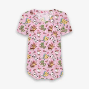 [Pre Sale] True Love Sweet Sidekicks - Women's Printed Bamboo Short Sleeve Top (EST SHIP LATE JAN)