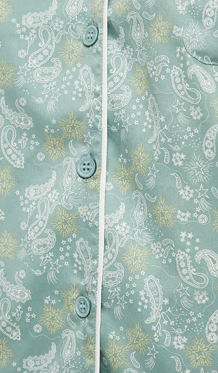Project REM 100% Cotton Pyjama with Long Sleeve Top & Long Pant in Paisley Star