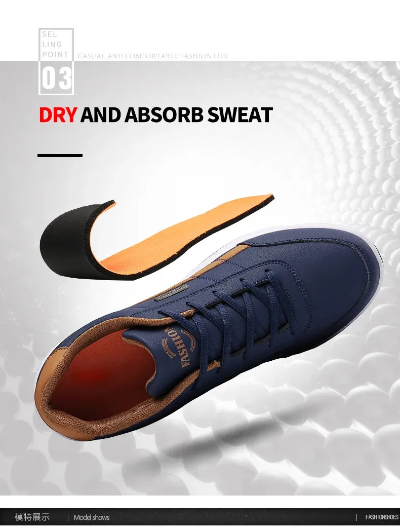 Pu Leather Men Shoes Sneakers Trend Casual Breathable Leisure Male Sneakers Non-Slip Footwear Vulcanized Shoes Tenis Masculino