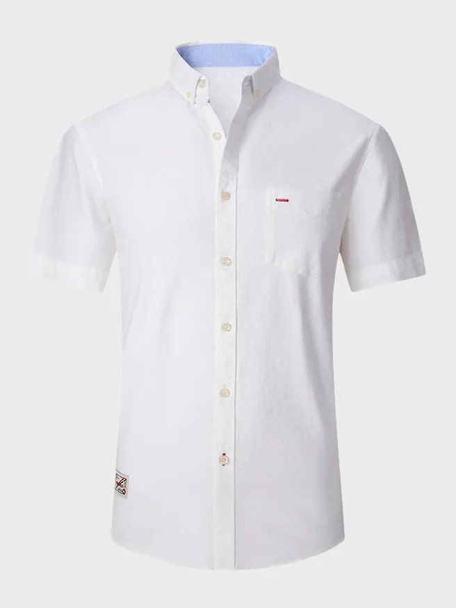 Pure Cotton Oxford Men's Short-Sleeved Shirt
