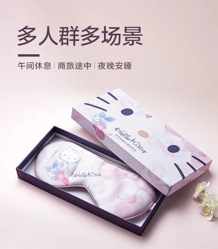 Pure Silk Sleep Mask - Hello Kitty - White