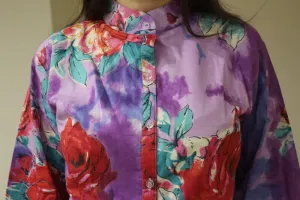 Purple Big Floral Knee length Maternity Dress