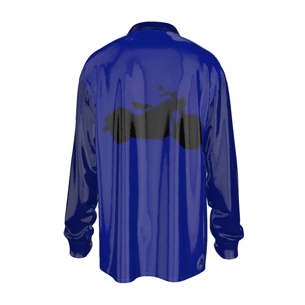 Purple/motorcycle Print Men's Imitation Silk Long-Sleeved Shirt