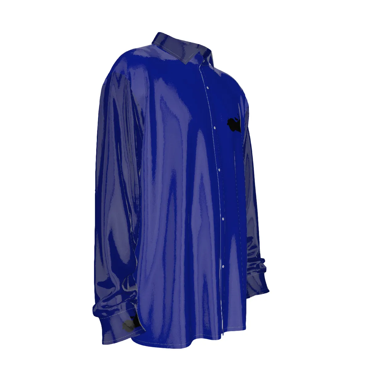 Purple/motorcycle Print Men's Imitation Silk Long-Sleeved Shirt
