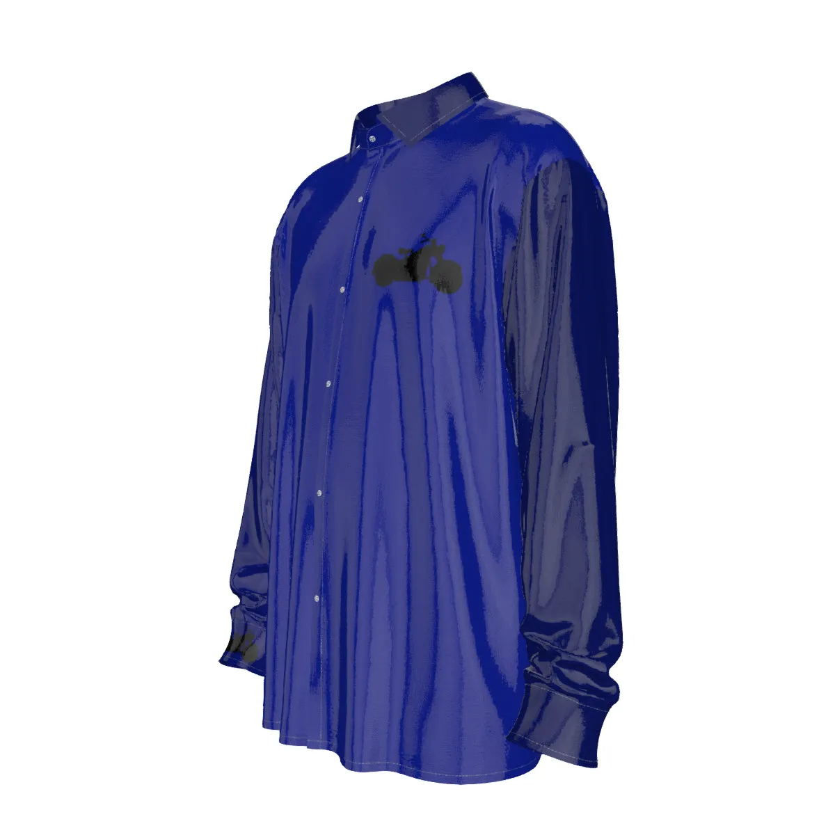 Purple/motorcycle Print Men's Imitation Silk Long-Sleeved Shirt