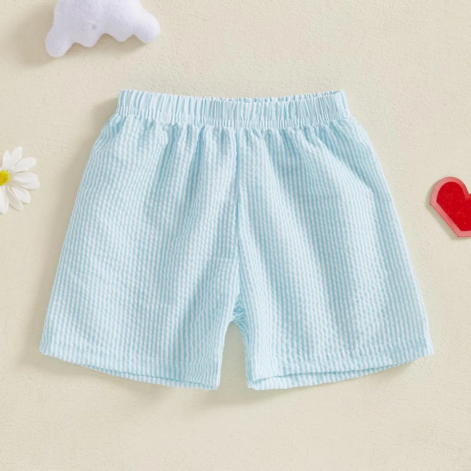 Qiylii Toddler Baby Girls Boys Summer Shorts Bubble Cotton Stripe Beach Short Pants Elastic Waist Casual Shorts