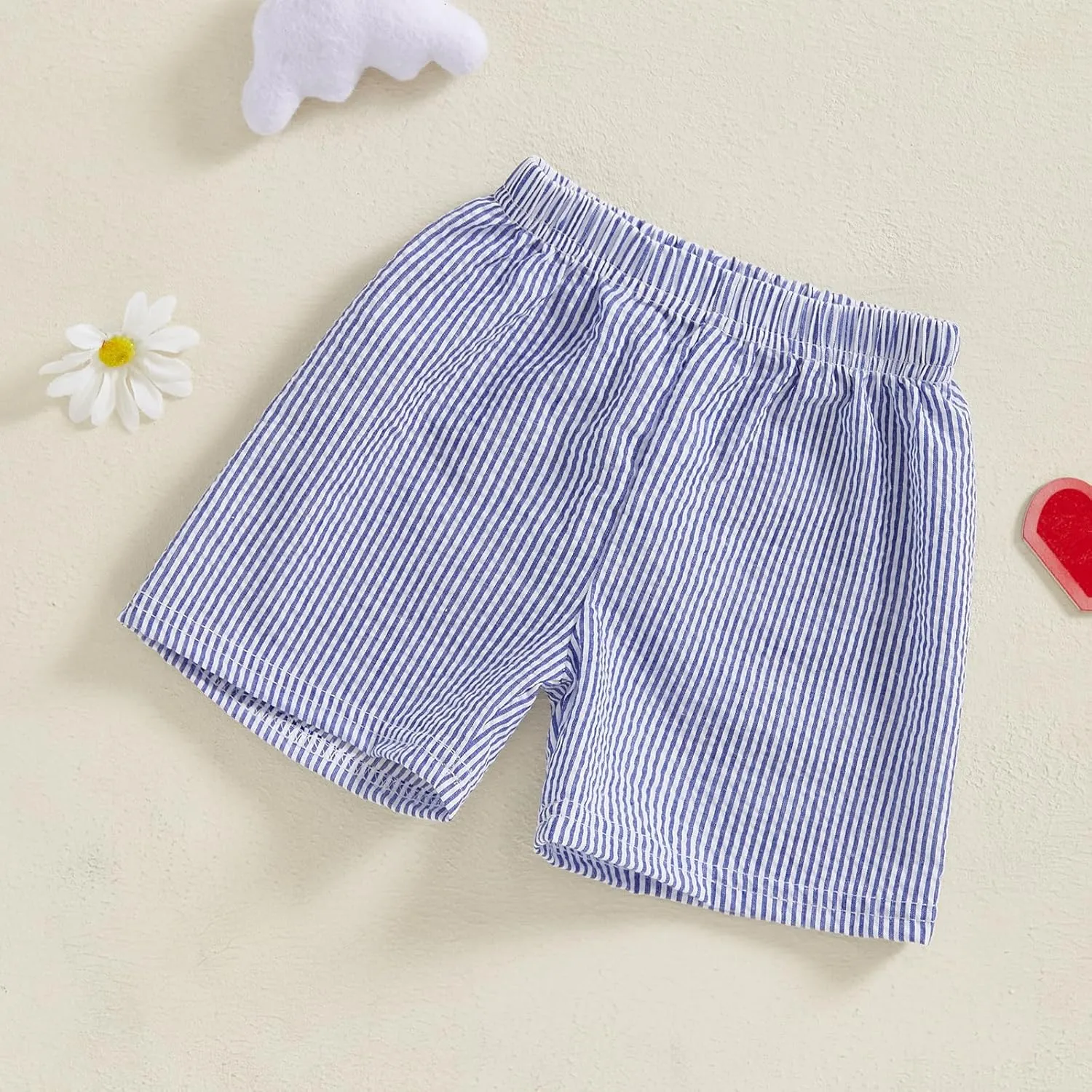 Qiylii Toddler Baby Girls Boys Summer Shorts Bubble Cotton Stripe Beach Short Pants Elastic Waist Casual Shorts