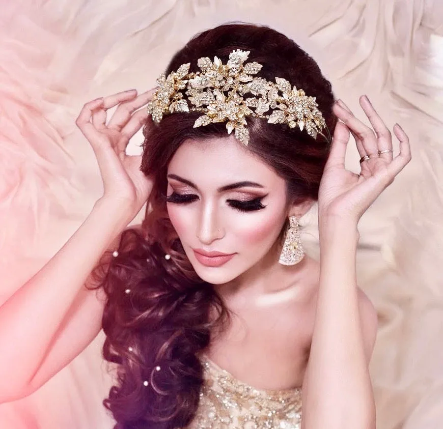 "Sybil" - Gold Crystal Bridal Headdress