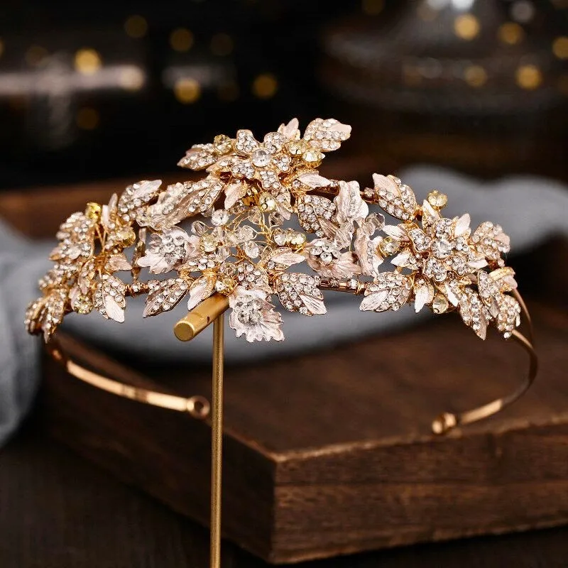 "Sybil" - Gold Crystal Bridal Headdress