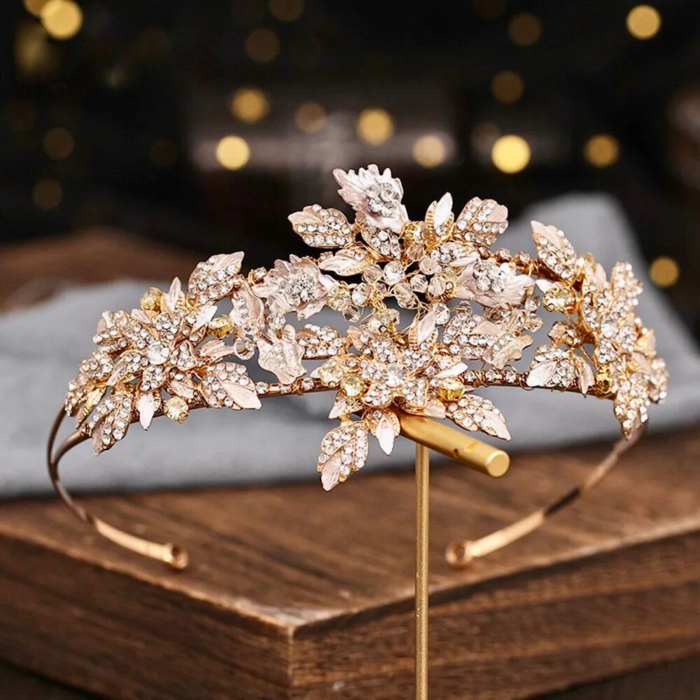 "Sybil" - Gold Crystal Bridal Headdress