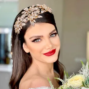 "Sybil" - Gold Crystal Bridal Headdress