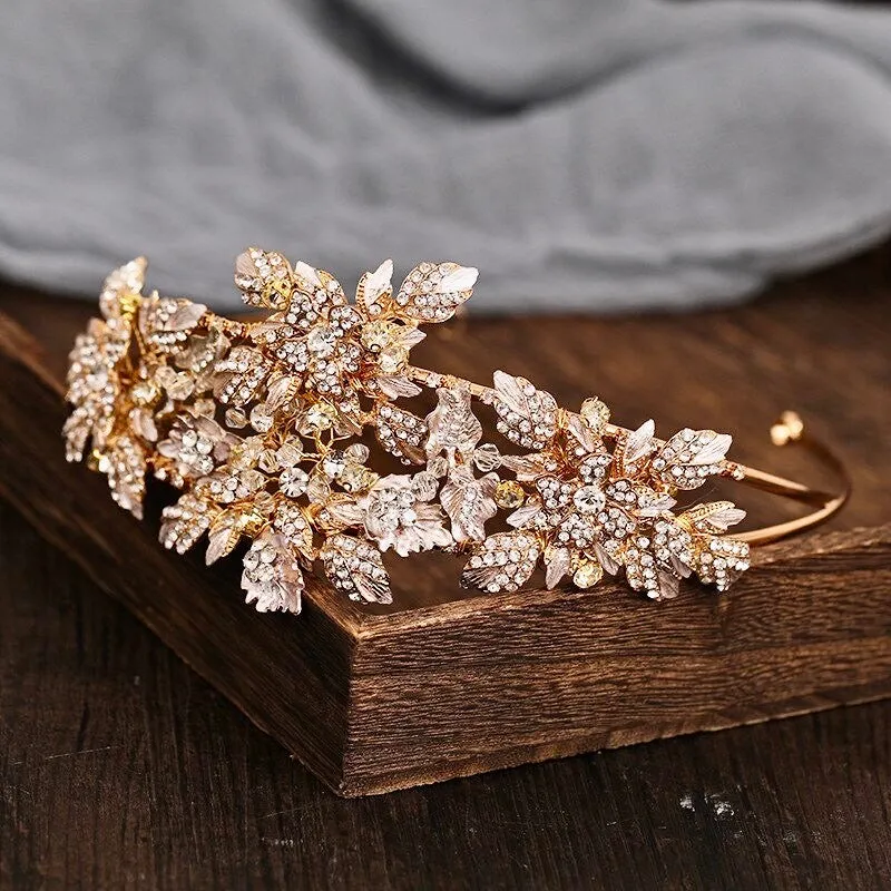 "Sybil" - Gold Crystal Bridal Headdress