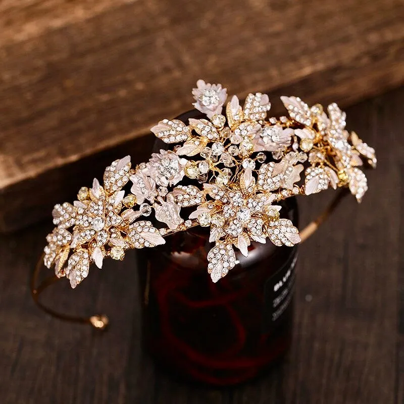 "Sybil" - Gold Crystal Bridal Headdress