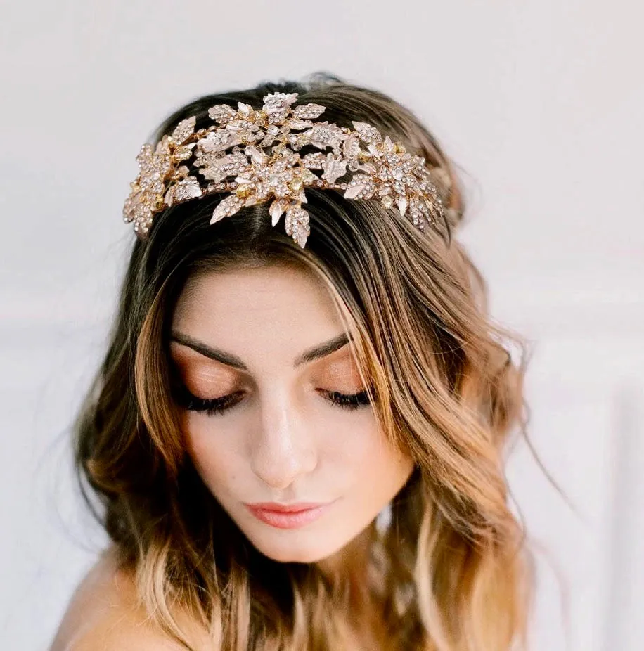"Sybil" - Gold Crystal Bridal Headdress