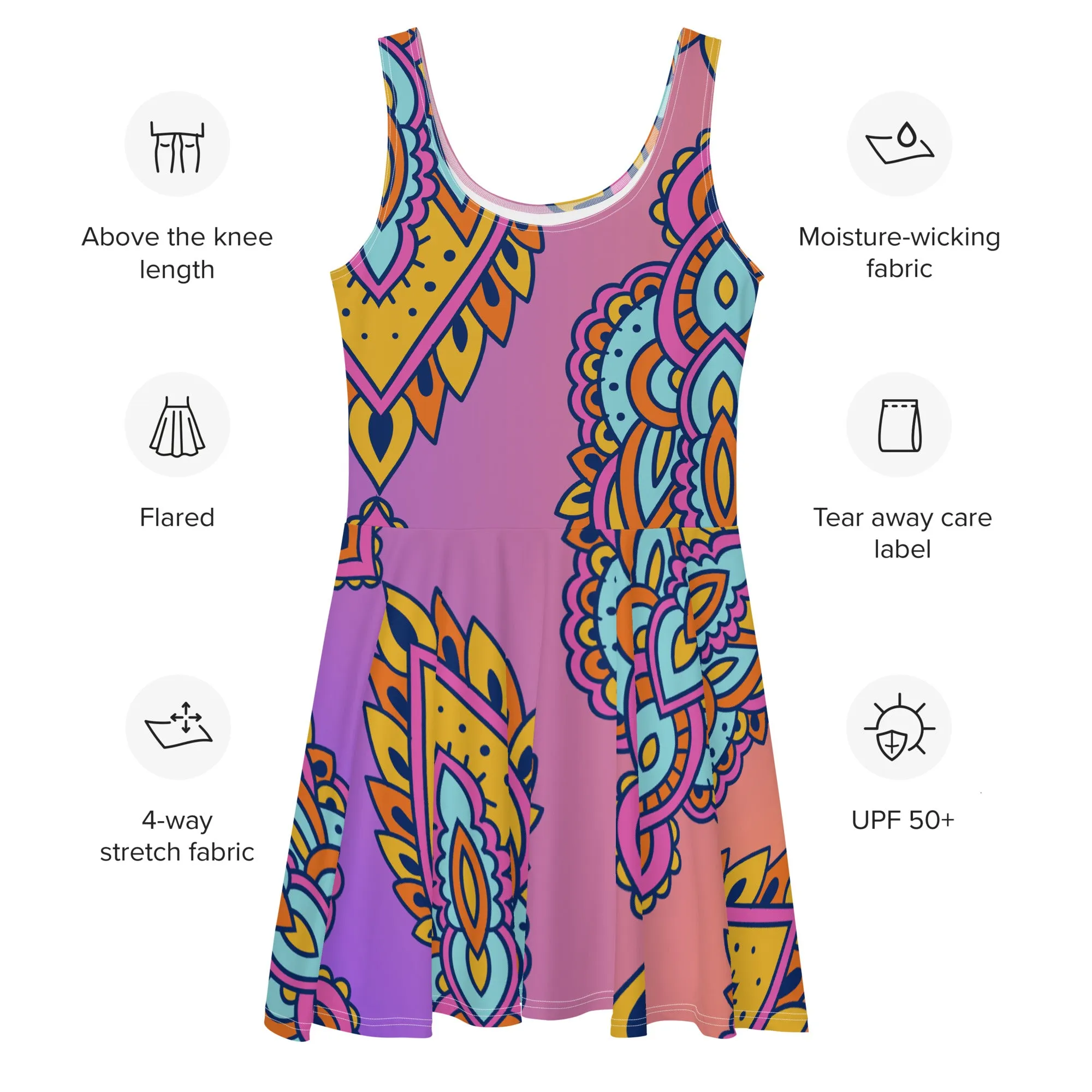 Radiant Jewels Colorful Summer Skater Dress, lioness-love
