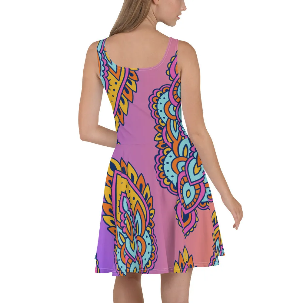 Radiant Jewels Colorful Summer Skater Dress, lioness-love