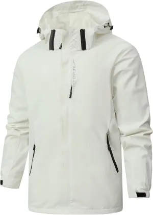 Rain Jacket Men Waterproof Lightweight Softshell Jacket Raincoat Hood for Hiking Travel Outdoor Windbreaker