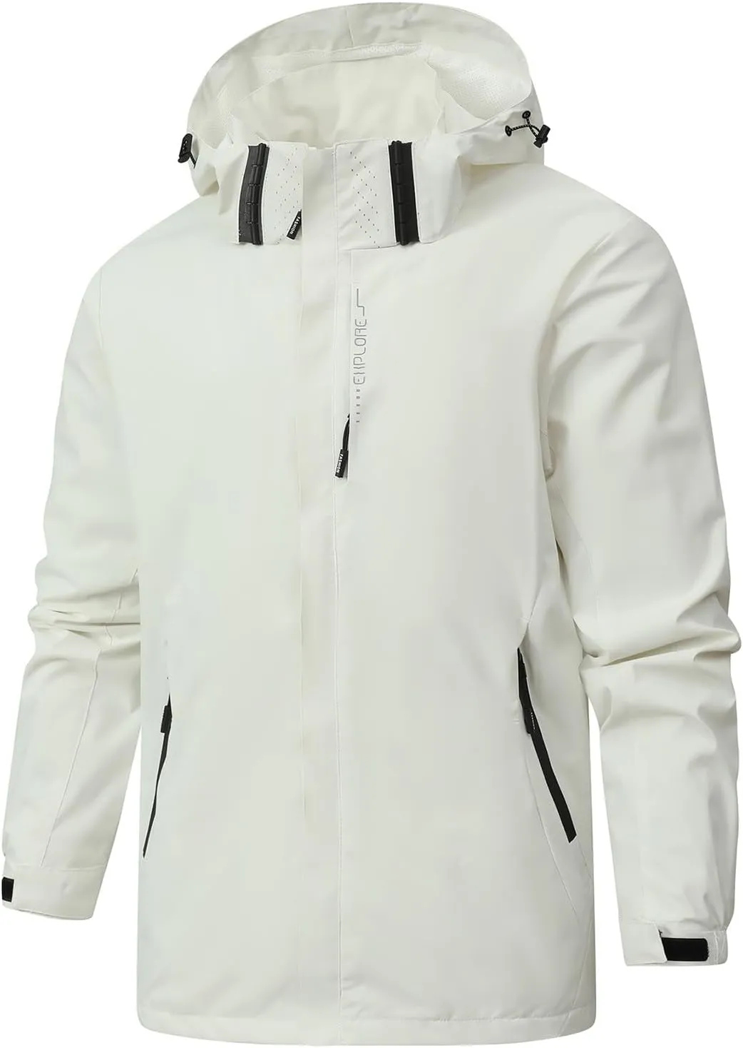 Rain Jacket Men Waterproof Lightweight Softshell Jacket Raincoat Hood for Hiking Travel Outdoor Windbreaker
