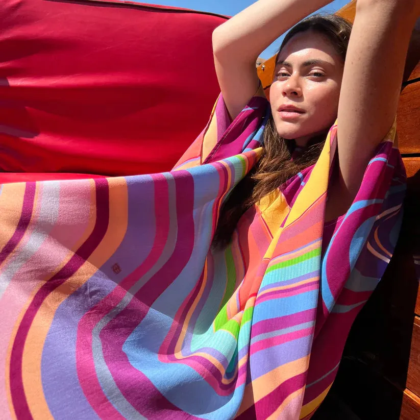 Rainbow Silk Tunic - Blue