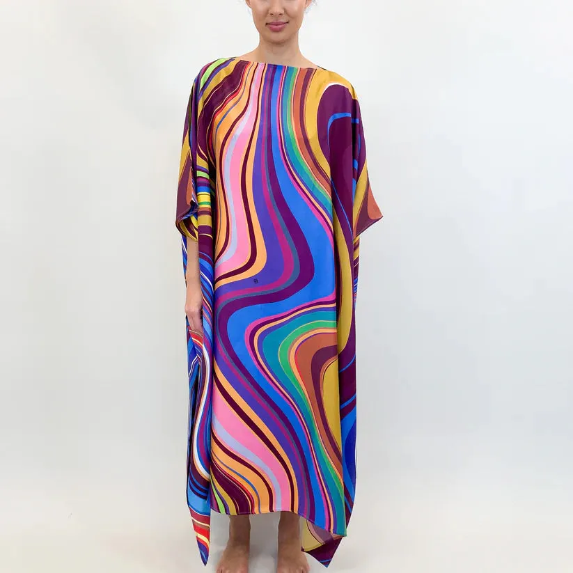 Rainbow Silk Tunic - Blue
