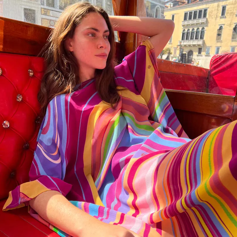 Rainbow Silk Tunic - Blue