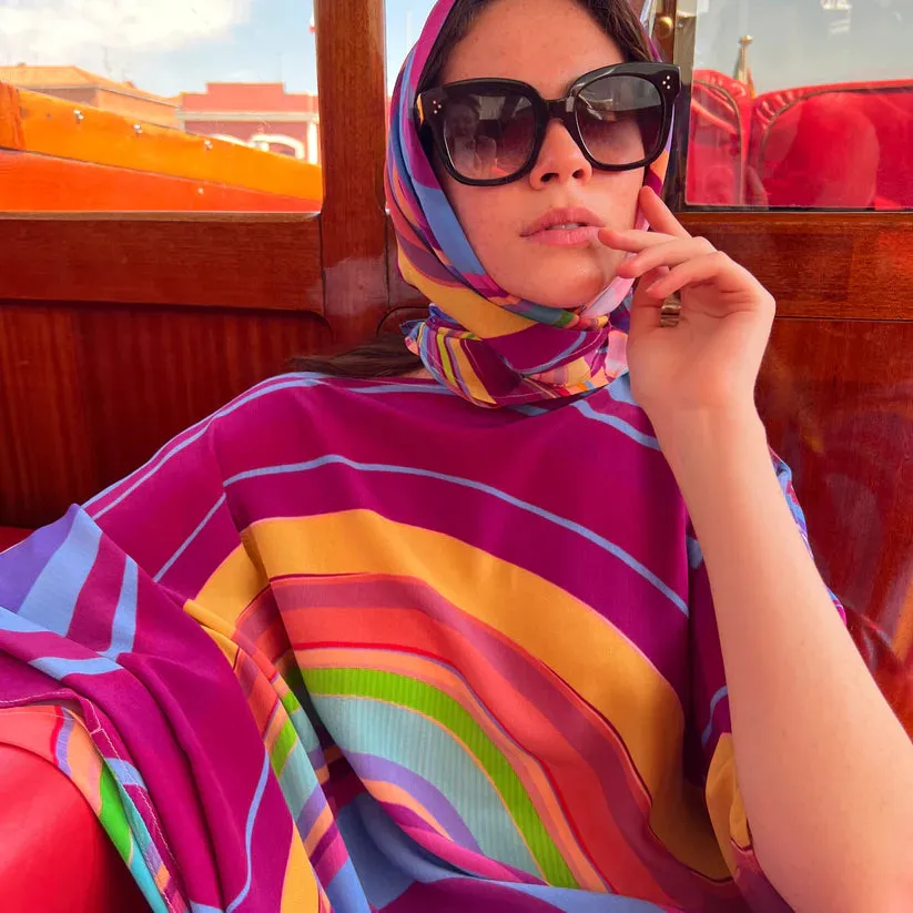 Rainbow Silk Tunic - Blue